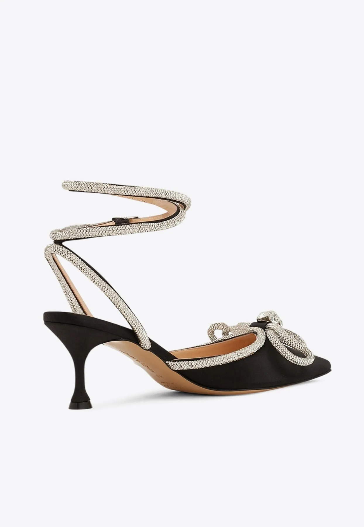 65 Crystal-Embellished Double Bow Satin Pumps