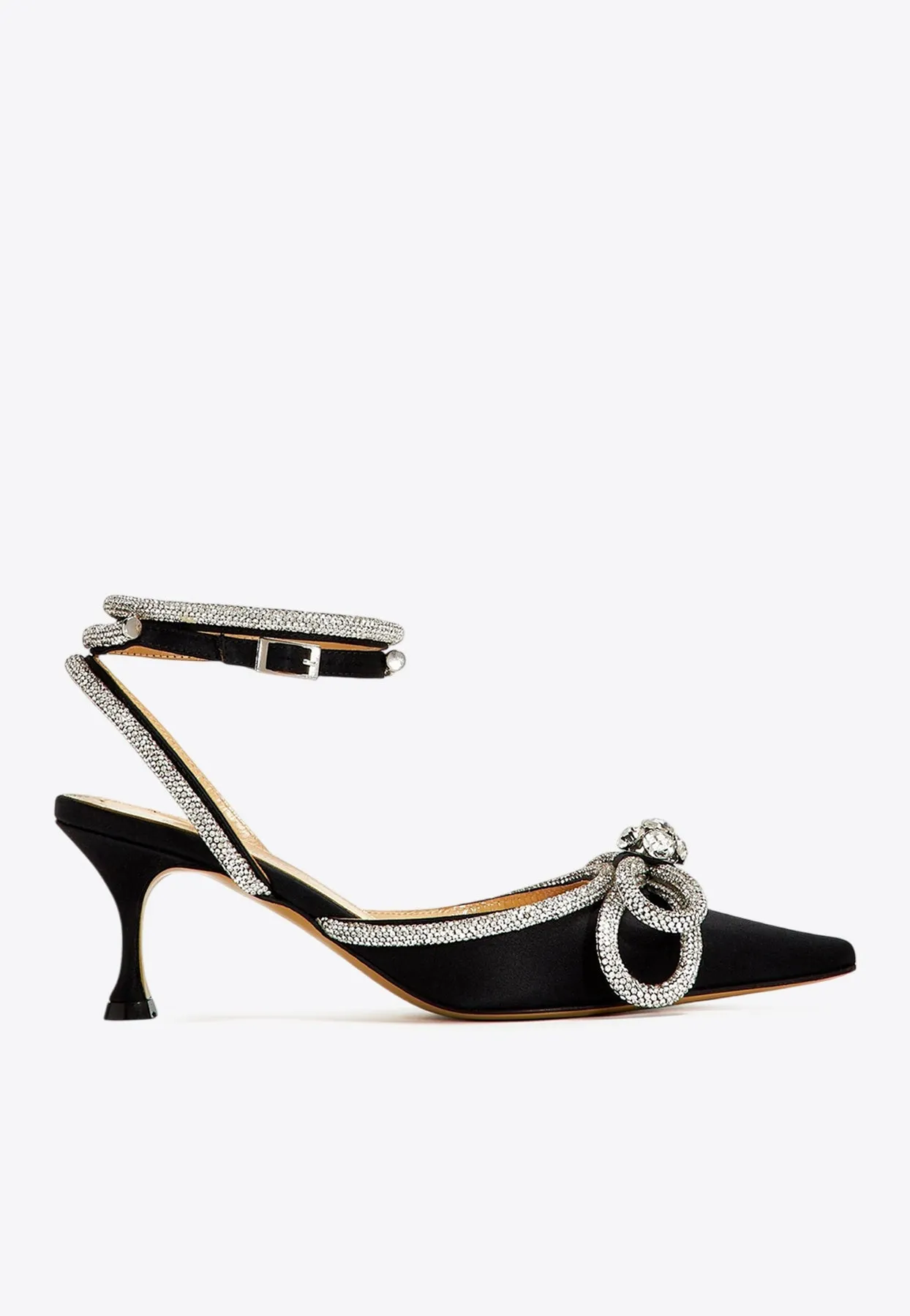65 Crystal-Embellished Double Bow Satin Pumps