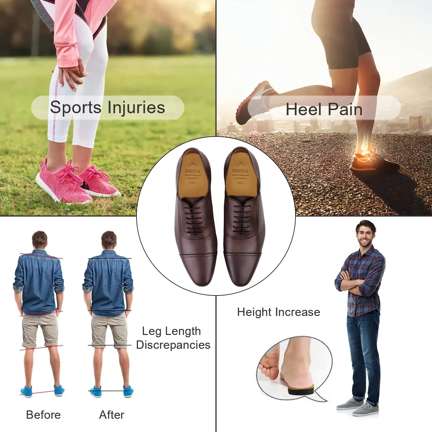 Adjustable Heel Lifts for Shoes, 1/4'' Height Increase Insoles for Achilles Tendonitis, Heel Pain, Leg Length Discrepancy, Plantar Fasciitis, Shoe Lifts (Medium (Pack of 2), Brown) Medium (Pack of 2)