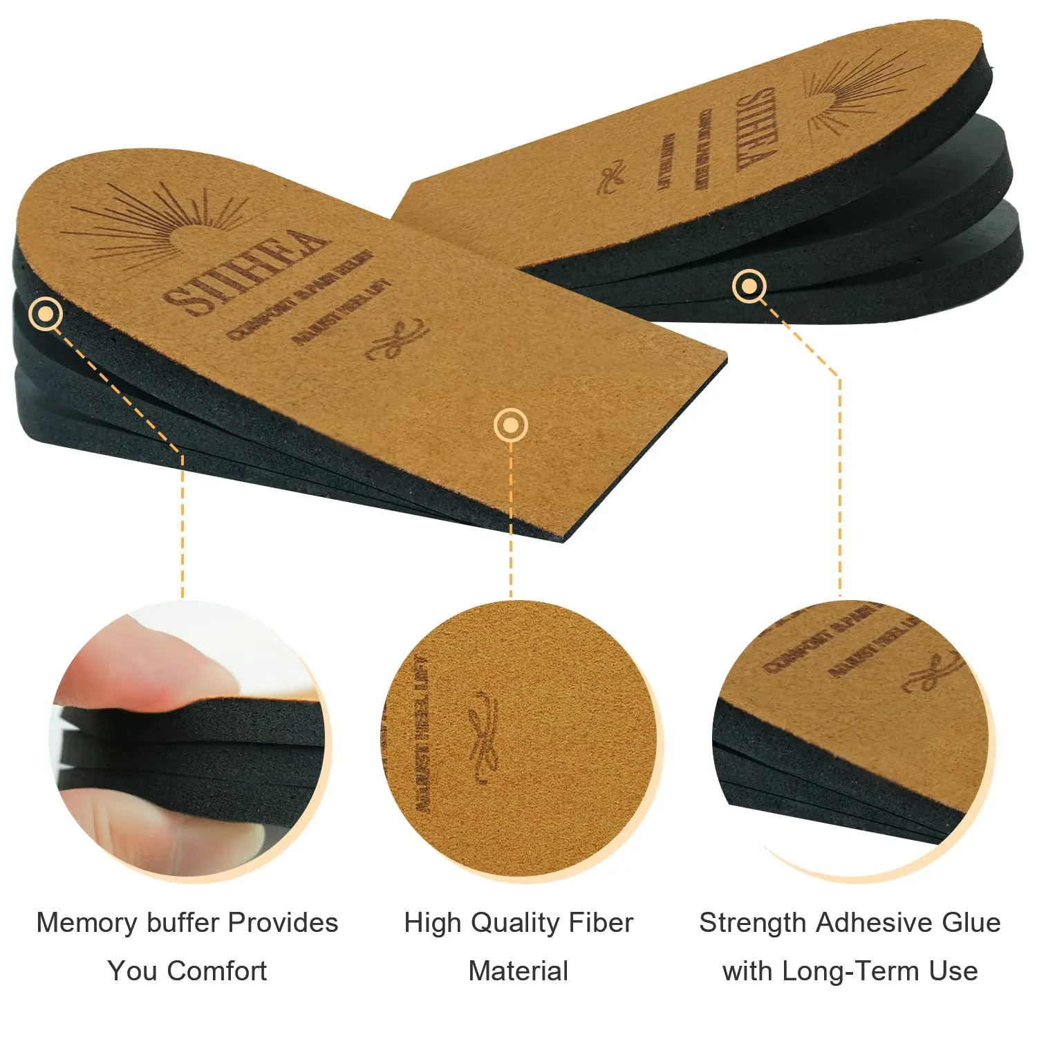 Adjustable Heel Lifts for Shoes, 1/4'' Height Increase Insoles for Achilles Tendonitis, Heel Pain, Leg Length Discrepancy, Plantar Fasciitis, Shoe Lifts (Medium (Pack of 2), Brown) Medium (Pack of 2)
