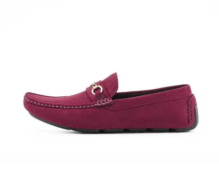 Amali Ecker Burgundy Men’s Suede Driving Moccasins