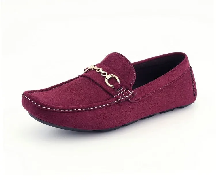 Amali Ecker Burgundy Men’s Suede Driving Moccasins