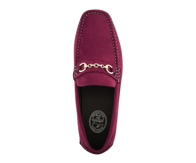 Amali Ecker Burgundy Men’s Suede Driving Moccasins