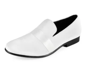 Amali Knight Elegant White Velvet Loafers For Men