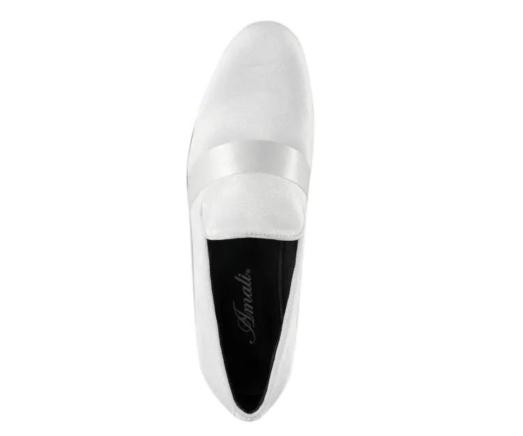 Amali Knight Elegant White Velvet Loafers For Men