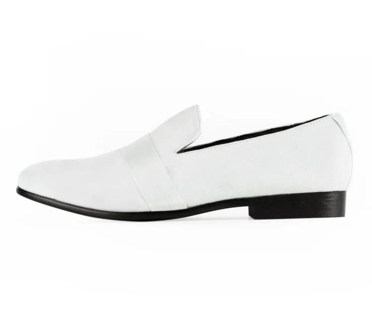 Amali Knight Elegant White Velvet Loafers For Men
