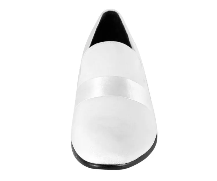 Amali Knight Elegant White Velvet Loafers For Men