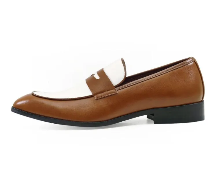Amali Luxe Penny Loafers Men’s Cognac & White Vegan