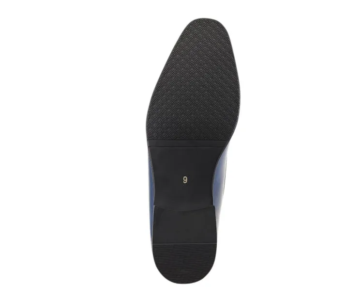 Amali Marco Navy Men’s Vegan Leather Loafers With Metal Bit