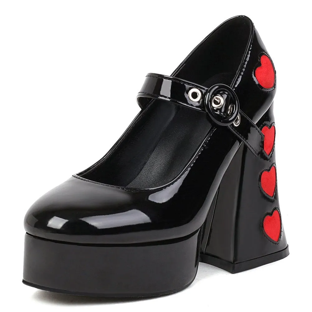 Amozae   New Fashion Spring Autumn Women Pumps Chunky Platform High Thick Strange Heels Heart Shaped Elegant   Office Party Shoes