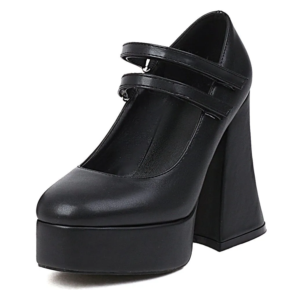 Amozae   New Fashion Spring Autumn Women Pumps Chunky Platform High Thick Strange Heels Heart Shaped Elegant   Office Party Shoes