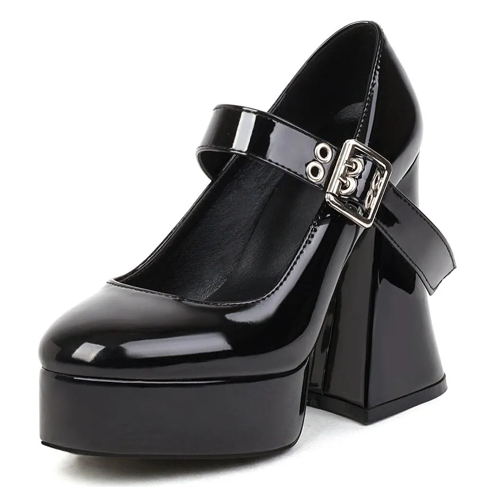 Amozae   New Fashion Spring Autumn Women Pumps Chunky Platform High Thick Strange Heels Heart Shaped Elegant   Office Party Shoes