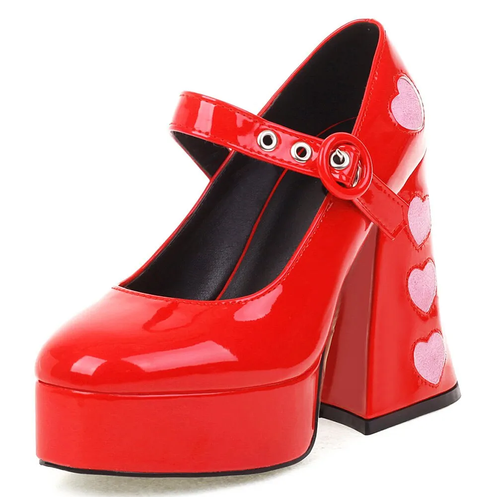 Amozae   New Fashion Spring Autumn Women Pumps Chunky Platform High Thick Strange Heels Heart Shaped Elegant   Office Party Shoes