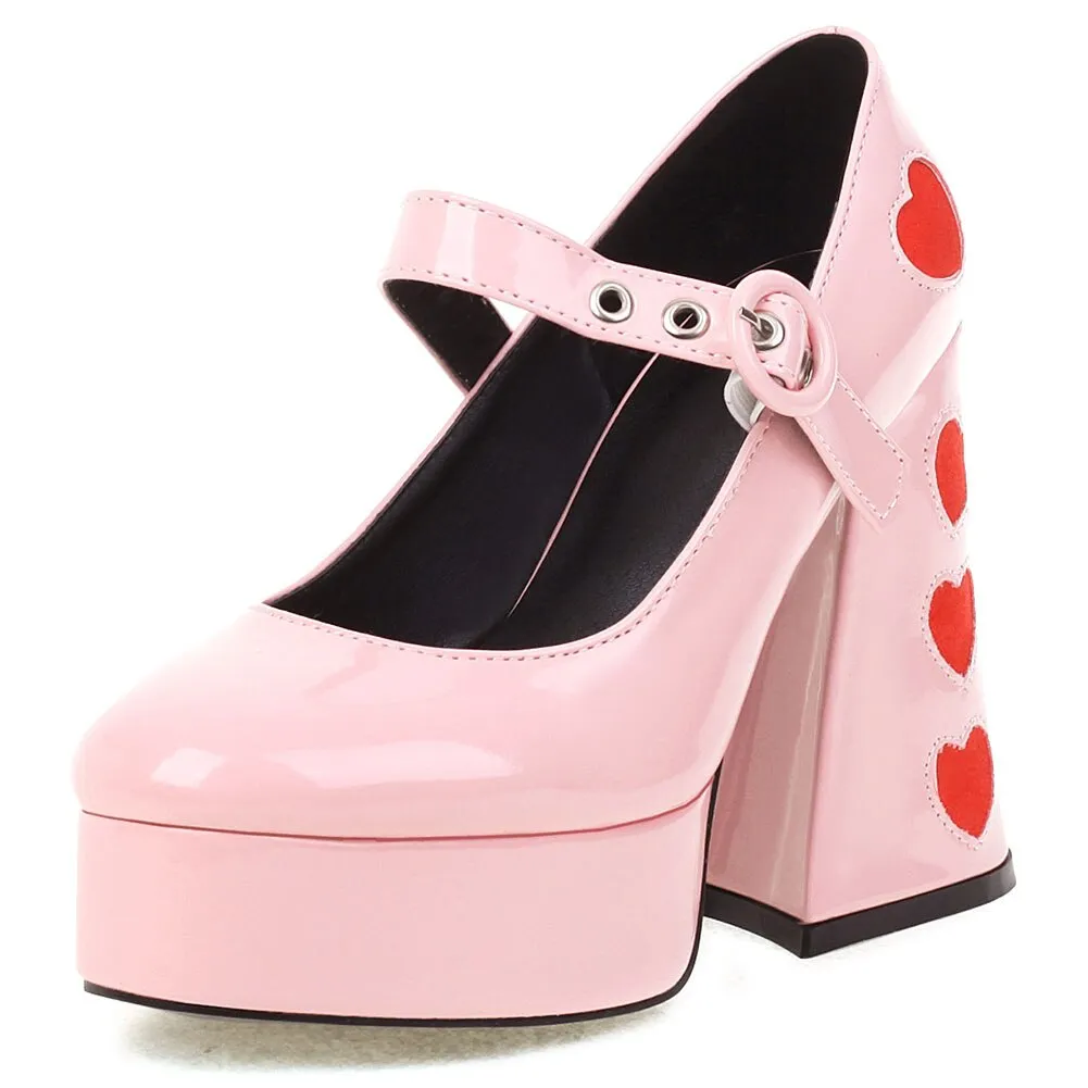 Amozae   New Fashion Spring Autumn Women Pumps Chunky Platform High Thick Strange Heels Heart Shaped Elegant   Office Party Shoes