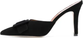 Axellion Comfortable Kitten Heel Mules for Women, Slip-on Backless Loafers with Pointed Toe, Buckle Knot Detail, Stylish Flat Slides for Casual & Business Wear