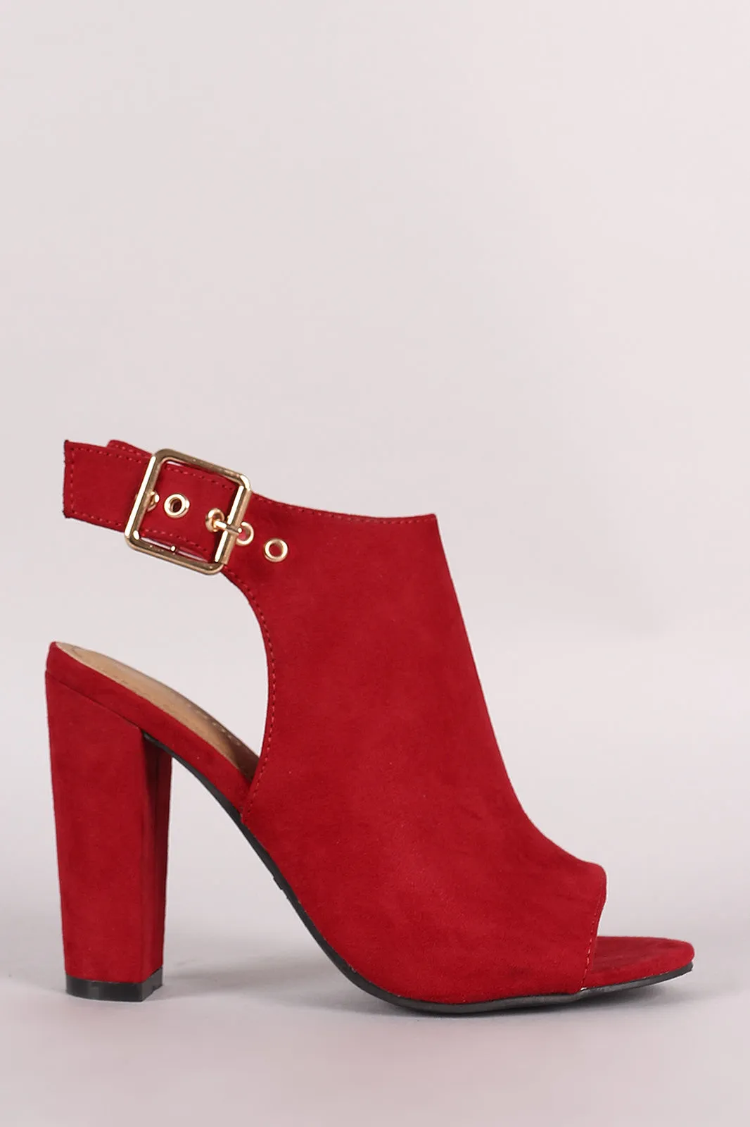 Bamboo Open Toe Chunky Heeled Mules