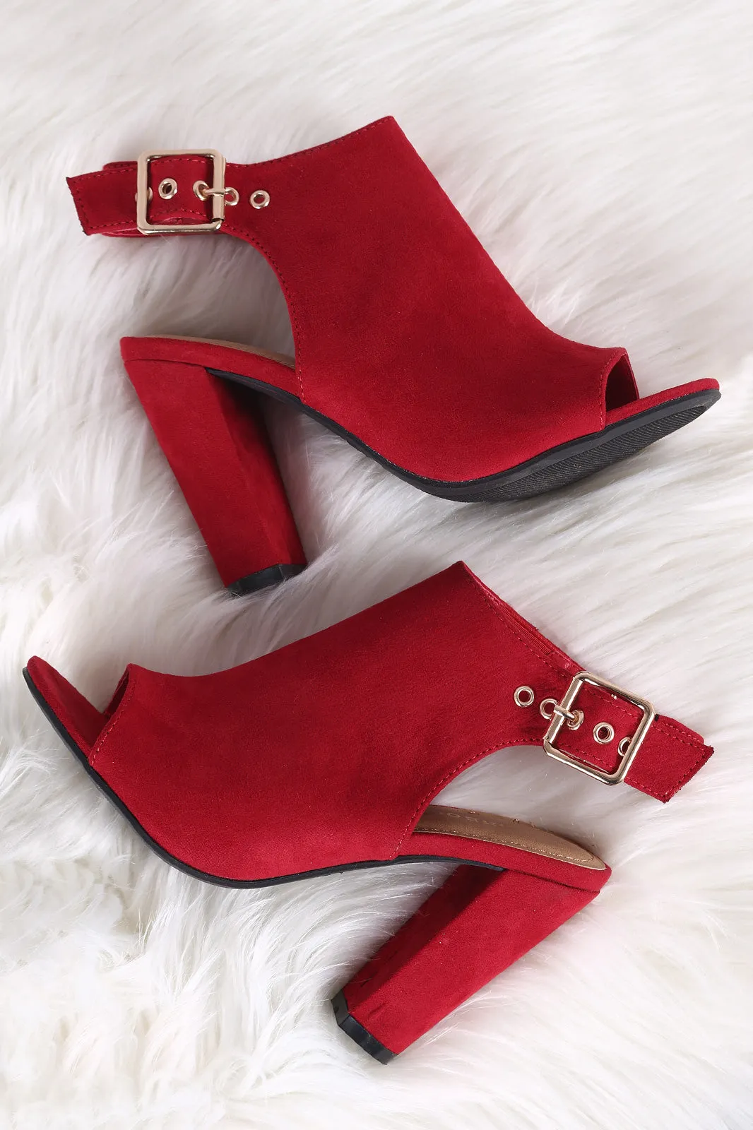 Bamboo Open Toe Chunky Heeled Mules