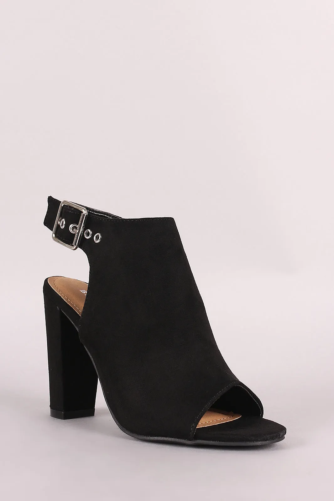Bamboo Open Toe Chunky Heeled Mules