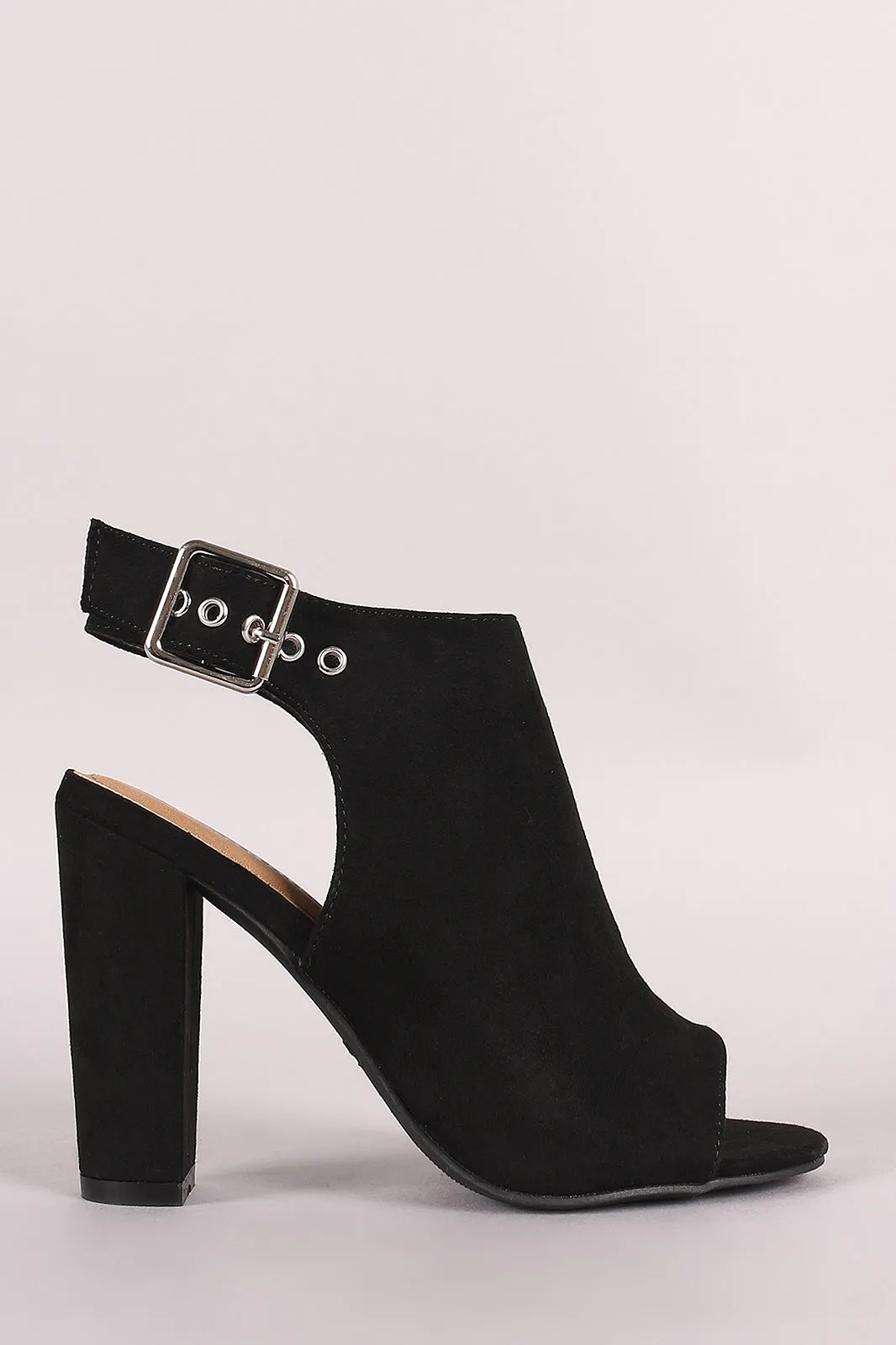 Bamboo Open Toe Chunky Heeled Mules