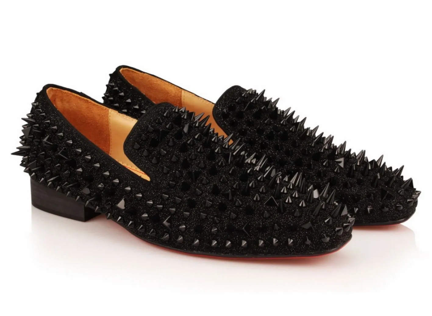 Black Riveted Spiked Loafers