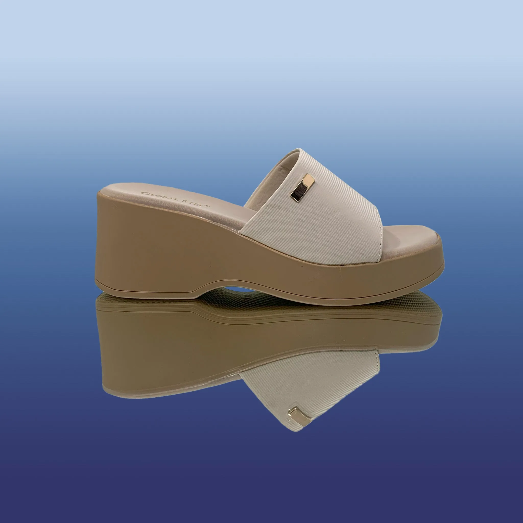Blossom Beige Wedge Mules