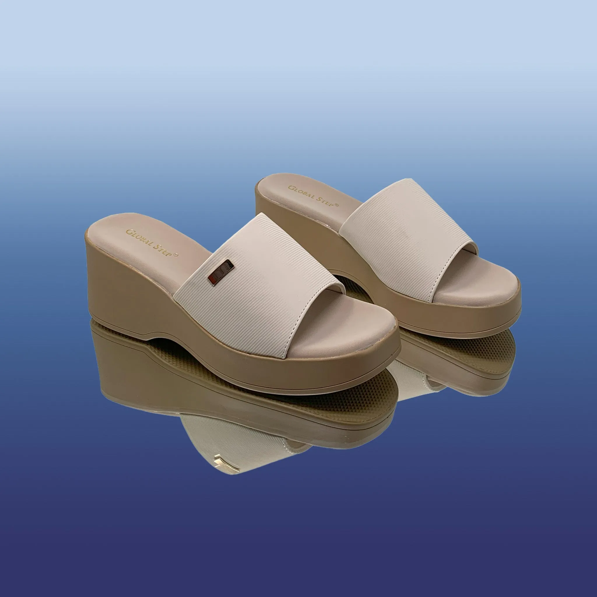 Blossom Beige Wedge Mules