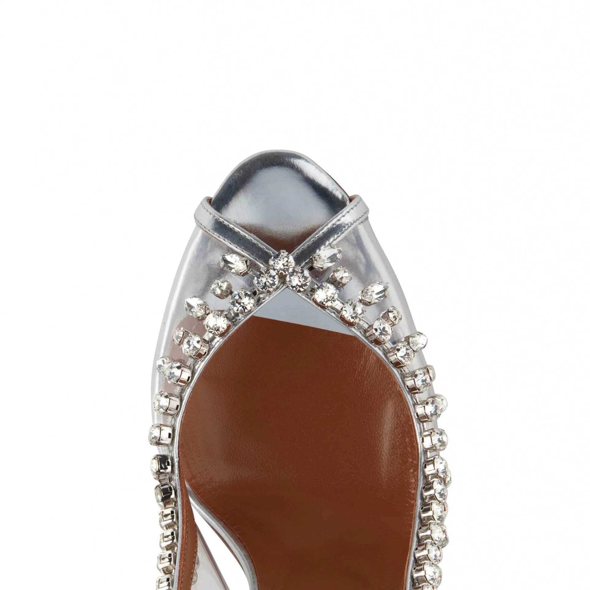Bridal clear peep toe rhinestone slingback high wedding heels