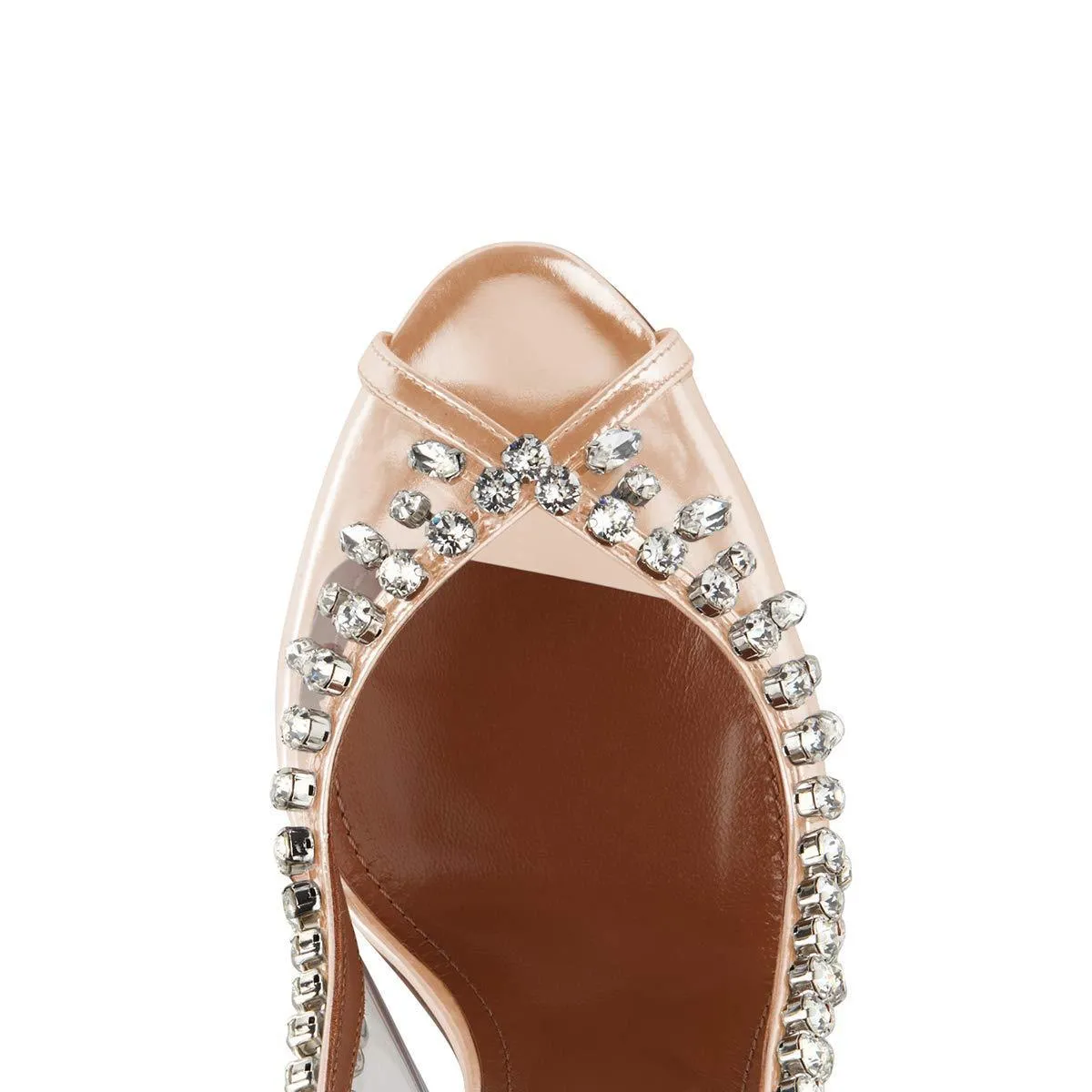 Bridal clear peep toe rhinestone slingback high wedding heels