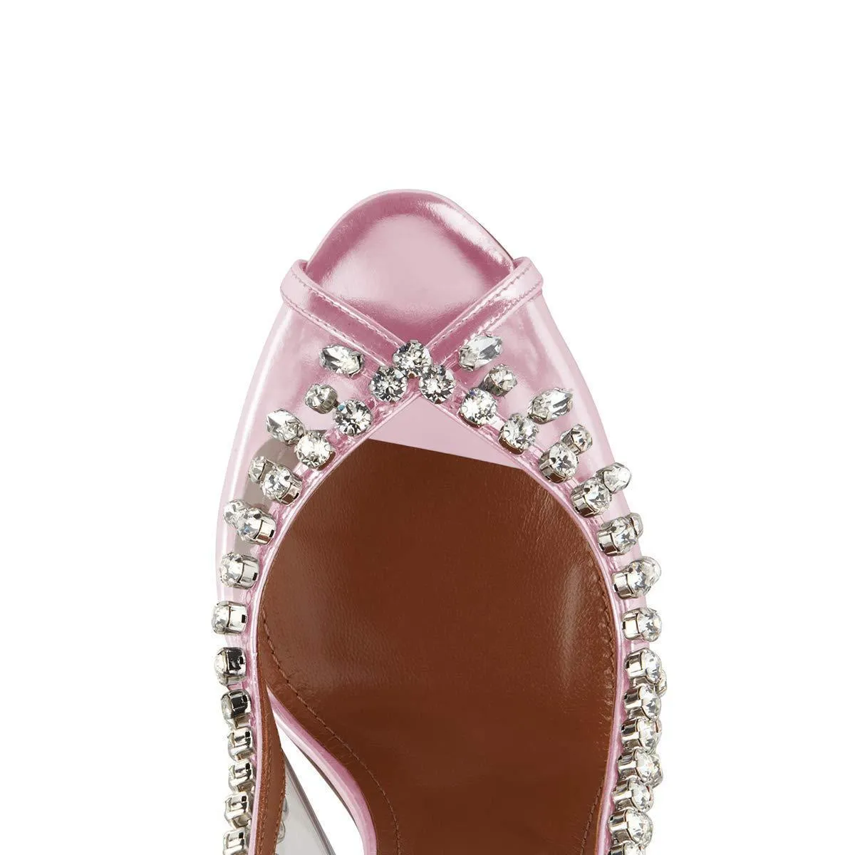 Bridal clear peep toe rhinestone slingback high wedding heels