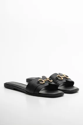 Buckle Trim Sandal Black