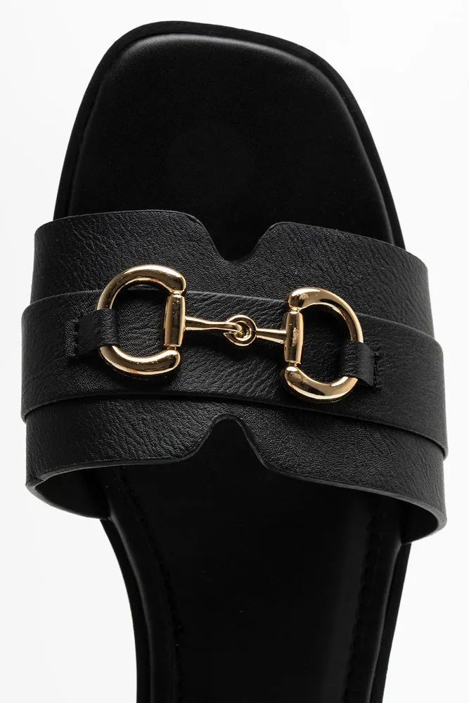 Buckle Trim Sandal Black
