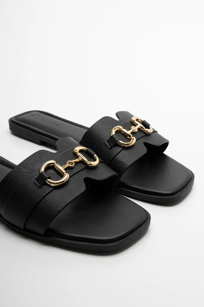 Buckle Trim Sandal Black