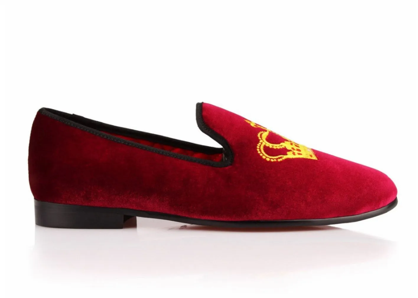 Burgundy Velvet King’s Crown Loafers