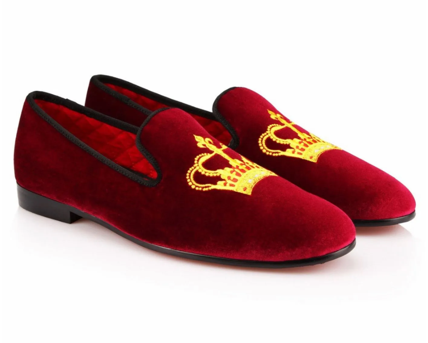 Burgundy Velvet King’s Crown Loafers