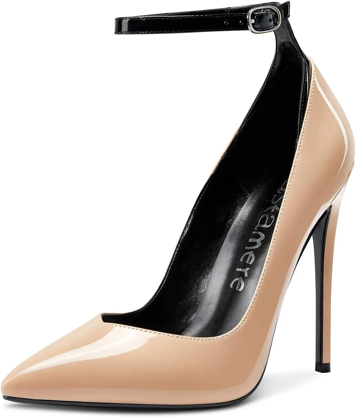 Castamere Womens Sexy Ankle Strap High Heels Pumps Elegant Pointy Toe Stilettos 12CM Heel Shoes
