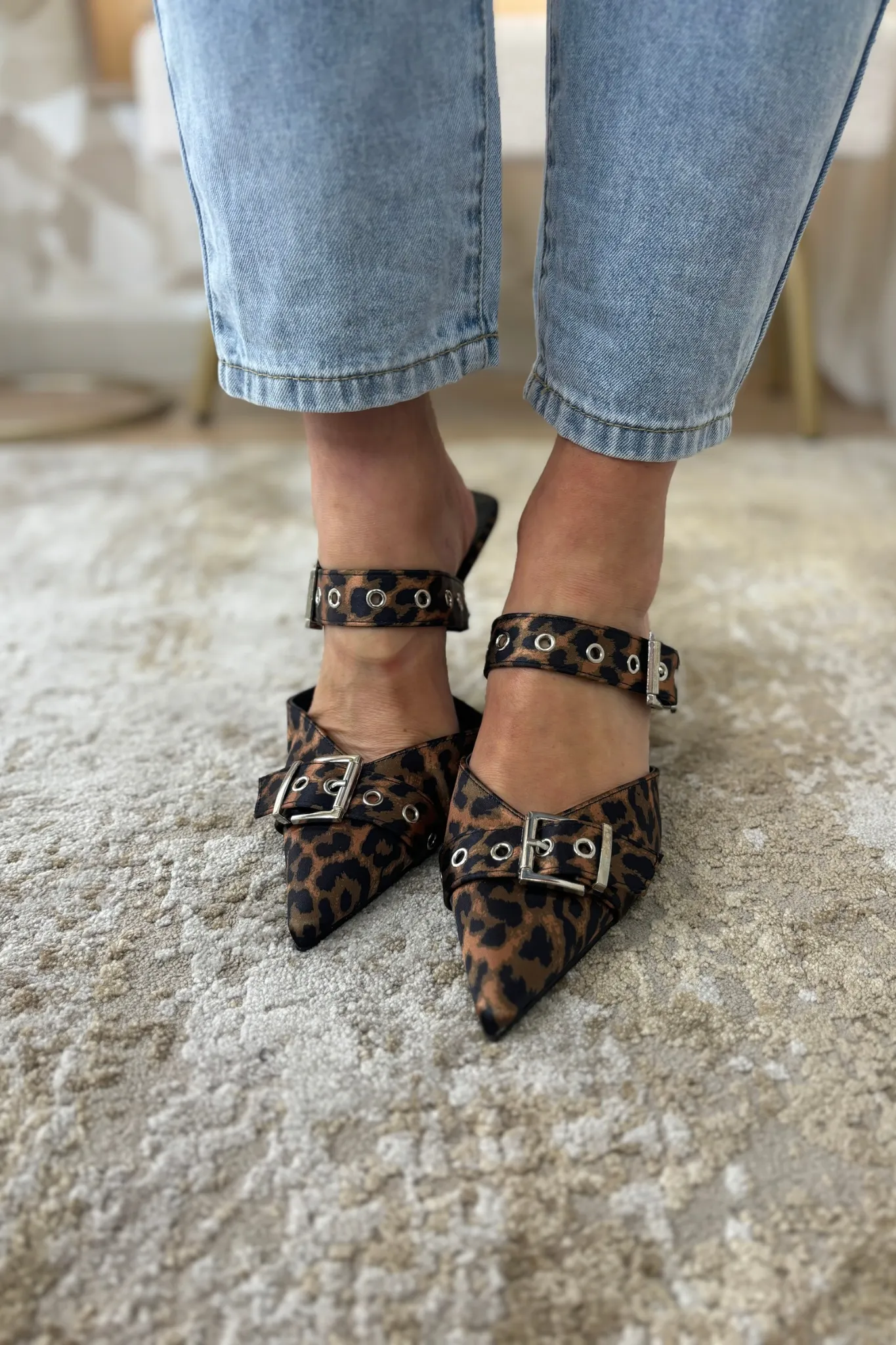 Cathy Heeled Mule In Leopard