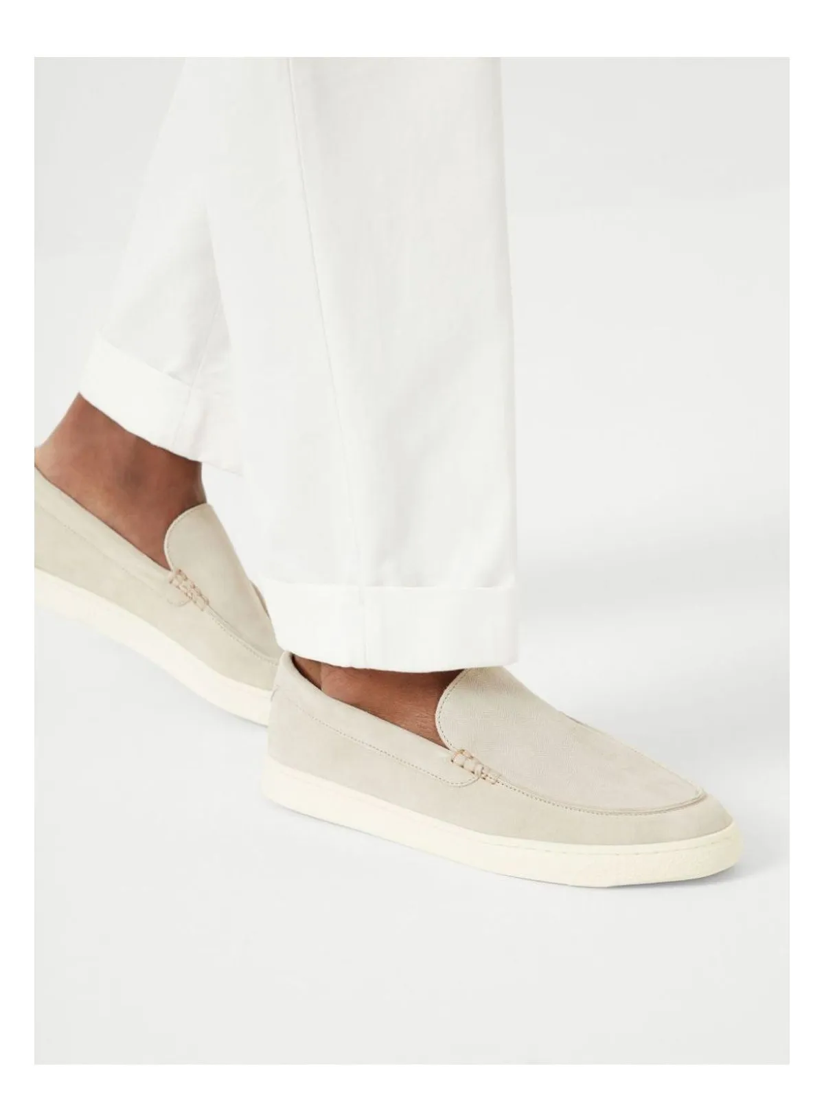 CHEVRON-EFFECT SUEDE MOCCASINS