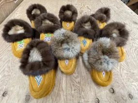 Children's Leather and Fur Moccasins