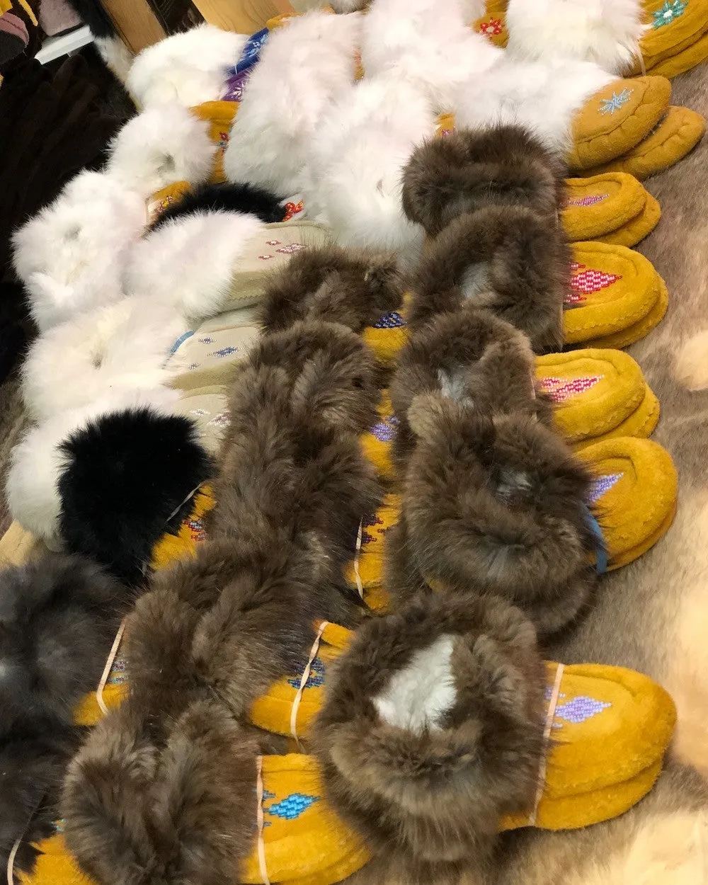 Children's Leather and Fur Moccasins