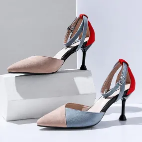Color Block Sexy Stiletto Heel Suede Shoes