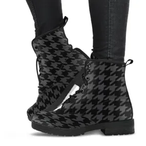 Combat Boots - Black Houndstooth | Goth Boots, Gothic Boots, Black Boots, Black Hipster Boots, Black Leather Boots, Black Combat Boots