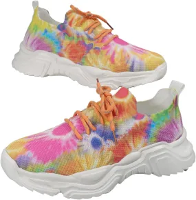 Dhaey Women's Floral Print Lace-up Breathable Orthopedic Sneakers, Multicolor, Size 35-42