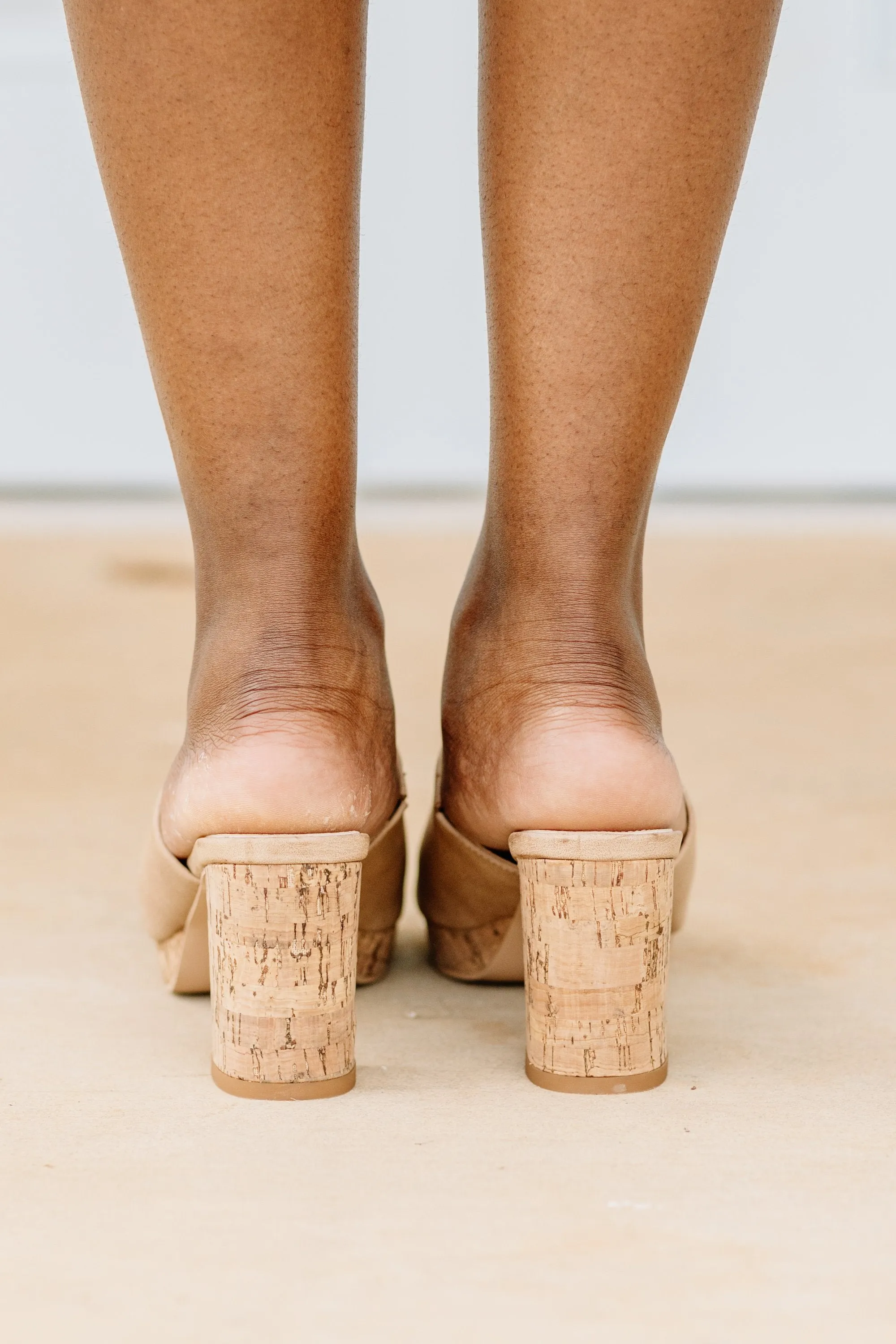 Dream Big Taupe Brown Heeled Mules
