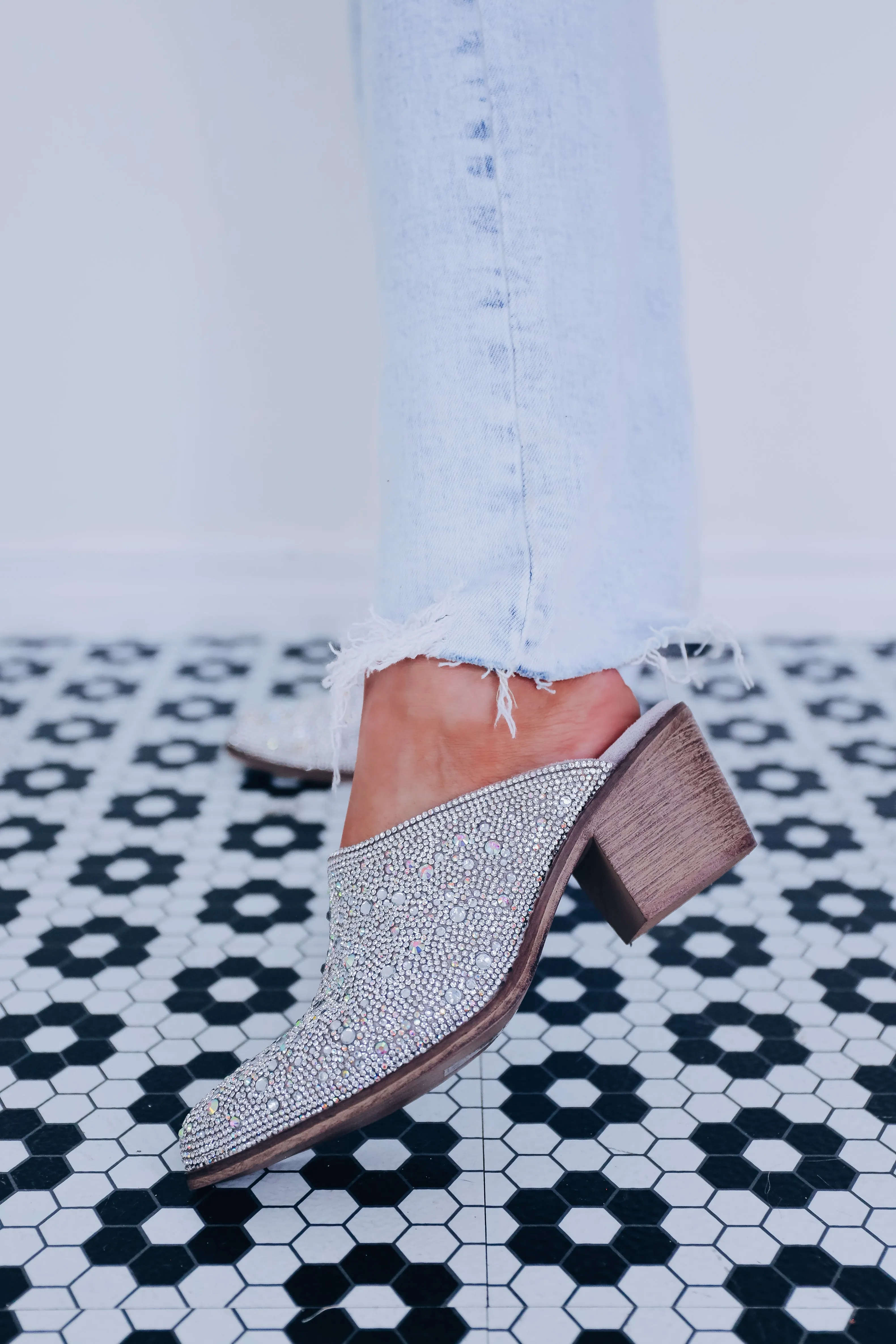 Elle AB Crystal Heeled Mules