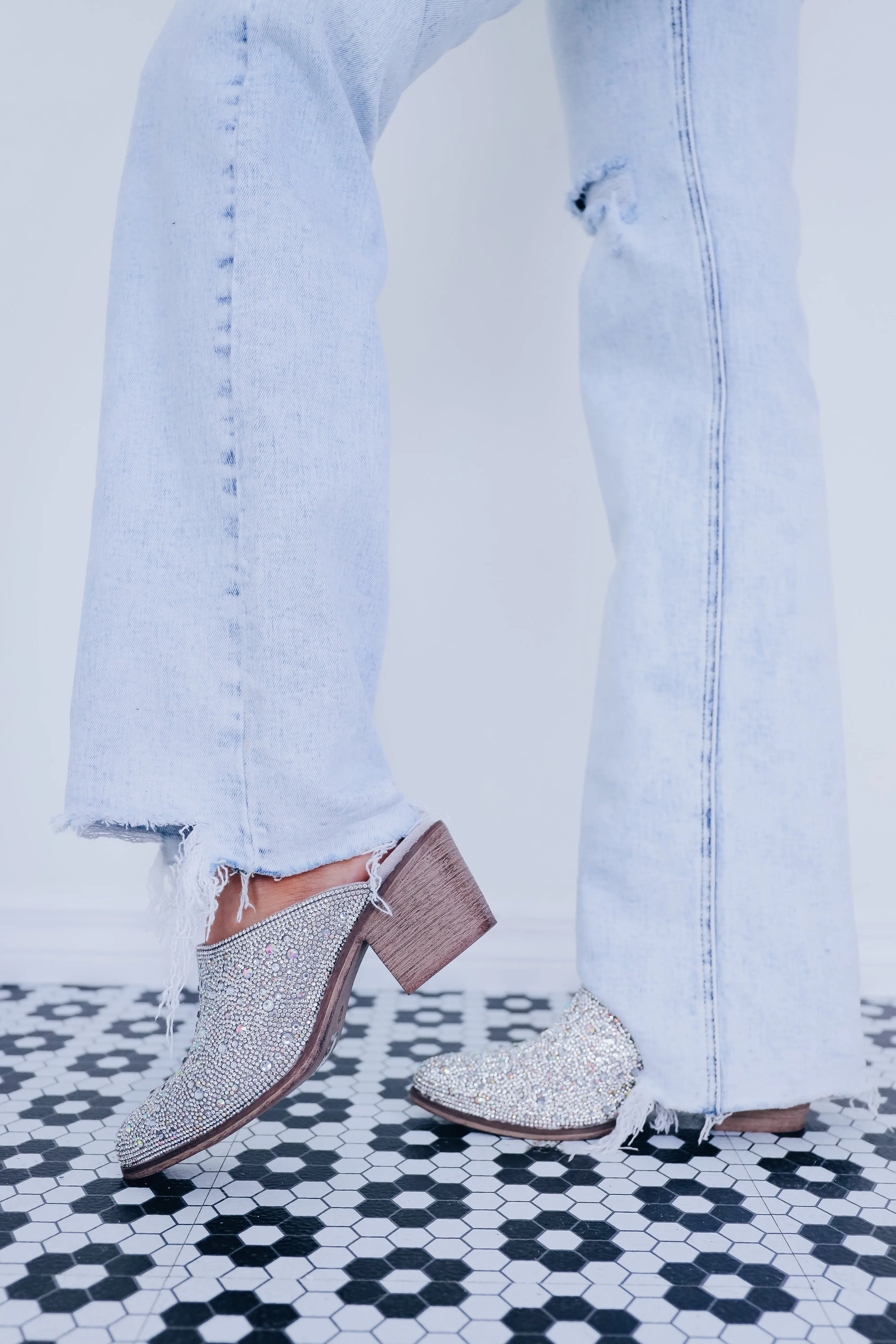 Elle AB Crystal Heeled Mules