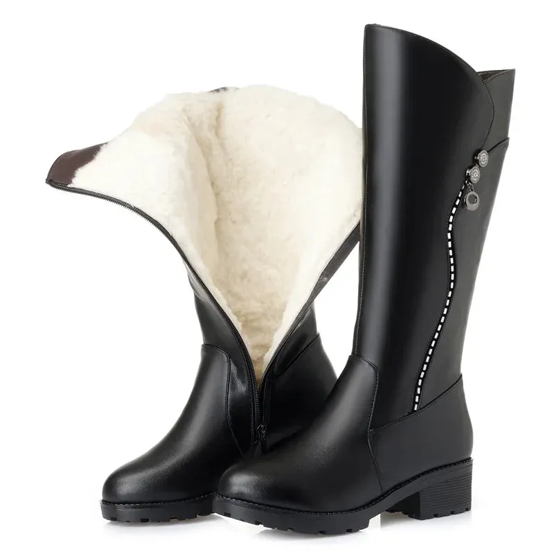 ELSIE | Genuine Leather Mid-Calf Winter Boots
