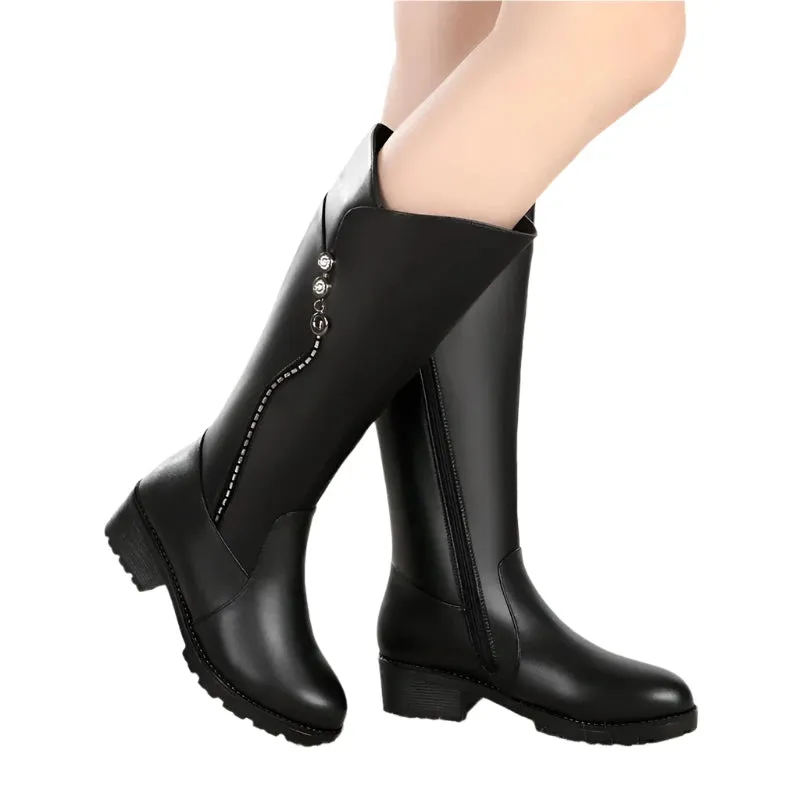 ELSIE | Genuine Leather Mid-Calf Winter Boots