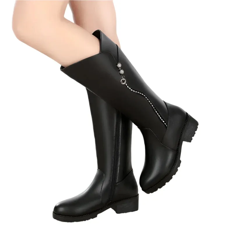 ELSIE | Genuine Leather Mid-Calf Winter Boots