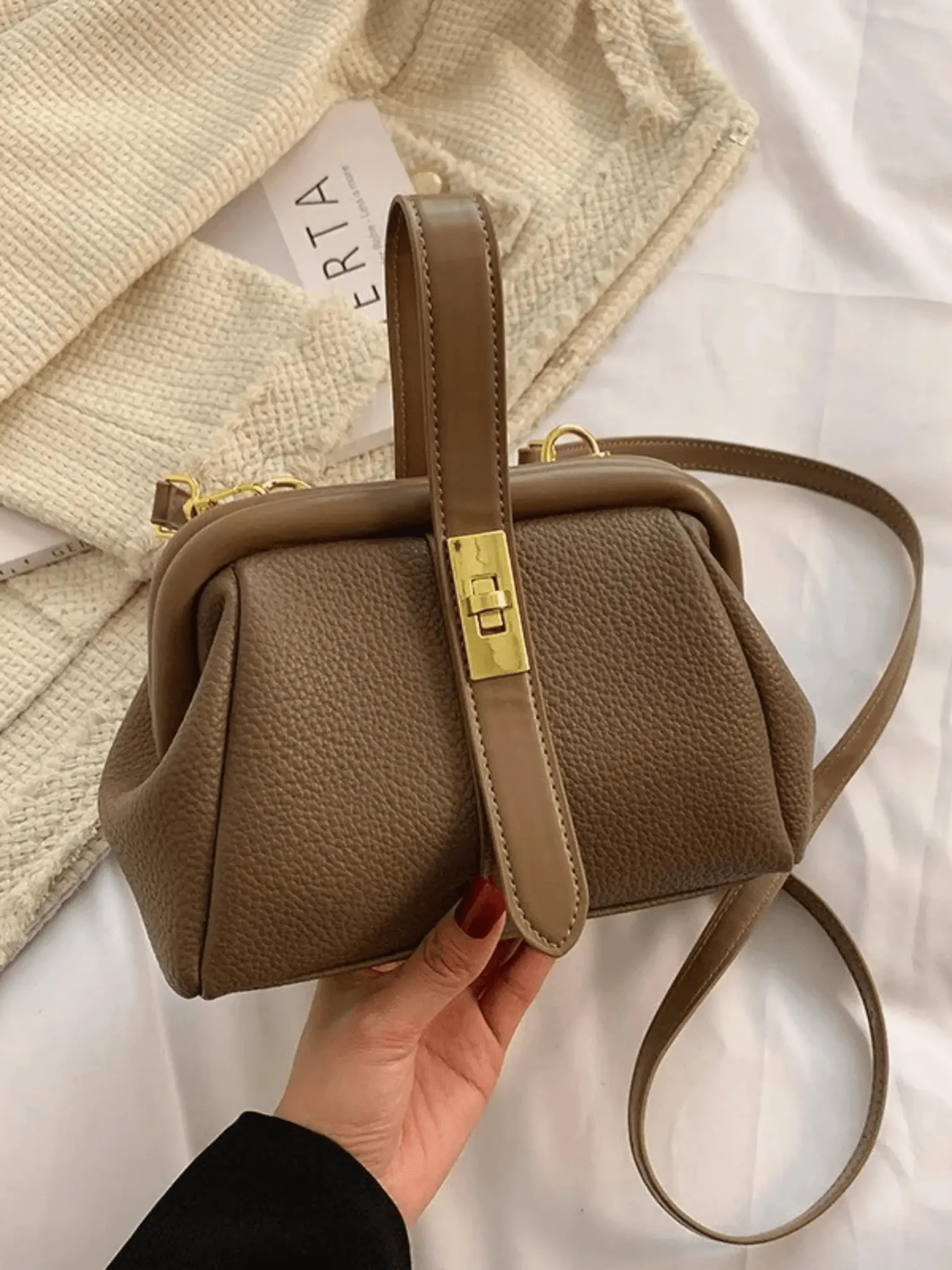 Emma | Classic Structured Brown Leather Handbag