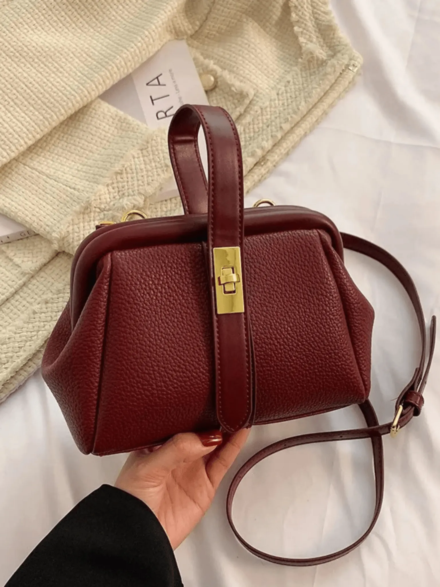 Emma | Classic Structured Brown Leather Handbag